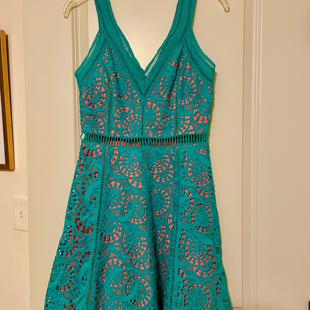 Gianni Bini Teal Lace Midi Dress